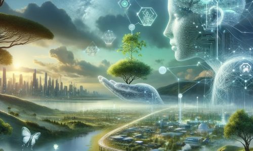 conscious innovation DALL·E A conceptual image illustrating future foresight for the year focusing on scenarios networks and ecosystems AI sustainability and consciousness